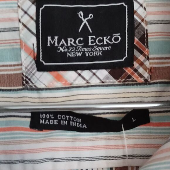 Marc Ecko Long Sleeve Multicolor Stripe Button down Shirt NWT size L - Picture 3 of 8